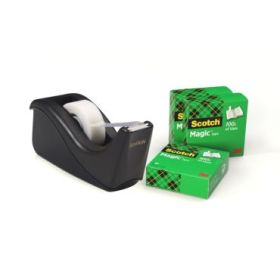 Scotch Dispensador de Cinta Adhesiva - para Cintas de hasta 19mm x 33m - Incluye 4 Cintas Adhesivas - Color Negro