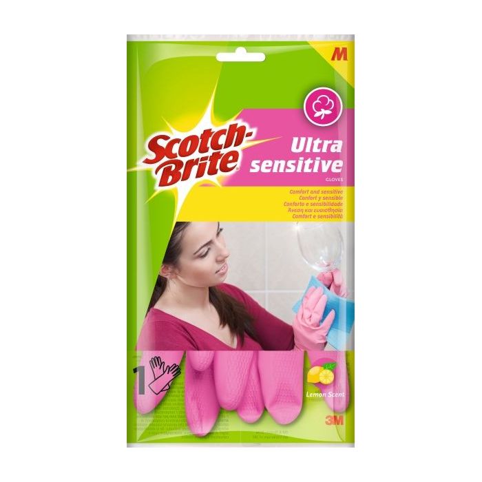 Scotch-Brite Ultra-Sensitive Guantes Multiuso - Talla Mediana - Perfumados - Color Rosa