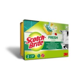 Scotch-Brite Fresh Pack de 2 Estropajos de Cocina - Proteccion para los Dedos - Color Amarillo