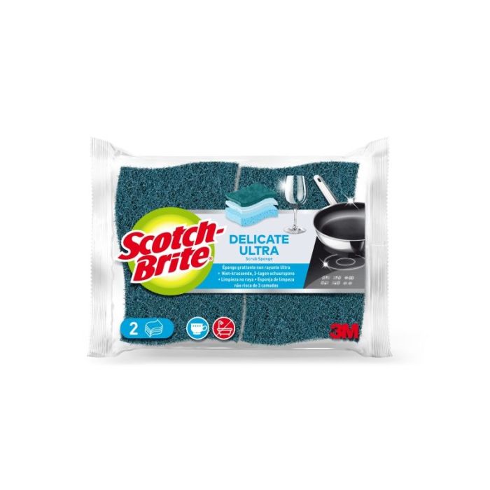 Scotch-Brite Pack de 2 Estropajos de Cocina - No Raya - Color Verde Oscuro