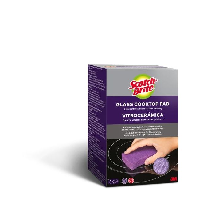 Scotch-Brite Pack de 3 Estropajos para Vitroceramica - Color Blanco