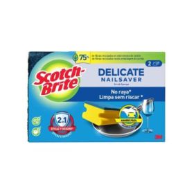 Scotch-Brite Delicate Pack de 2 Estropajos de Cocina - Proteccion para los Dedos - No Raya - Color Amarillo