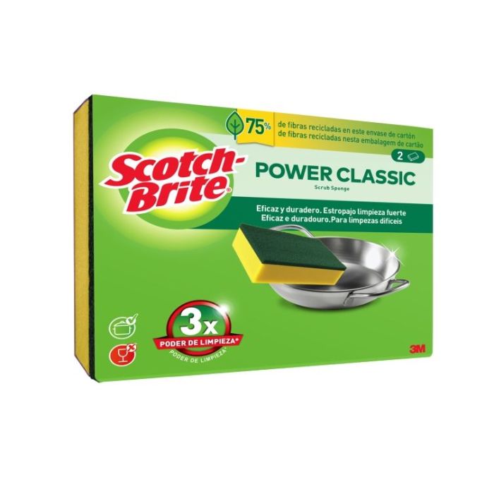 Scotch-Brite Classic Pack de 2 Estropajos de Cocina - Color Amarillo