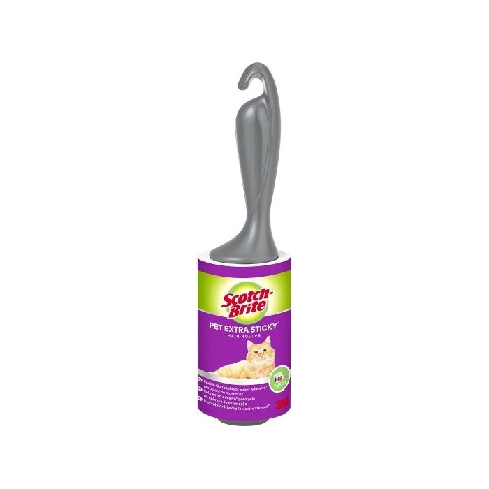 Scotch-Brite Pet Extra Sticky Rodillo Quitapelusas Adhesivo - 48 Hojas - Color Negro
