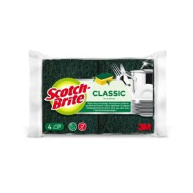 Scotch-Brite Classic Pack de 4 Estropajos de Cocina - Proteccion para los Dedos - Color Verde Oscuro