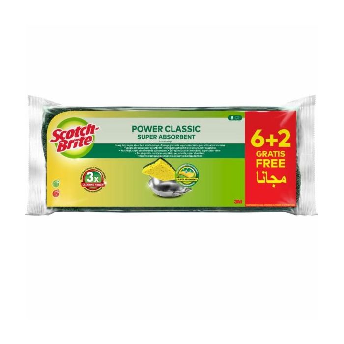 Scotch-Brite Classic Pack de 3 Estropajos de Cocina - Promocion 2 + 1 Gratis - Celulosa - Color Amarillo