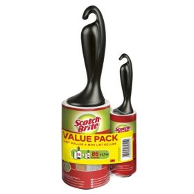 Scotch-Brite Everyday Clean Rodillo Quitapelusas Adhesivo - 56 Hojas - Incluye Rodillo Mini para Uso Diario de 30 Hojas - Color Negro