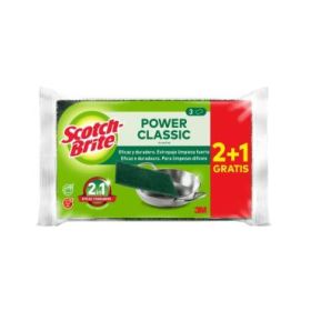 Scotch-Brite Classic Pack de 3 Estropajos de Cocina - Promocion 2 + 1 Gratis - Color Verde Oscuro