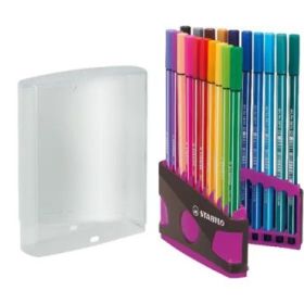 Stabilo Premium Pen 68 Estuche con 20 Rotuladores - Punta de Fibra - Trazo de 1mm aprox. - Alto Brillo y Luminosidad de Color - Colores Surtidos