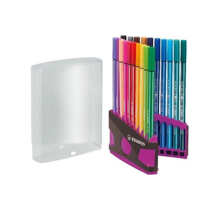 Stabilo Premium Pen 68 Estuche con 20 Rotuladores - Punta de Fibra - Trazo de 1mm aprox. - Alto Brillo y Luminosidad de Color - Colores Surtidos
