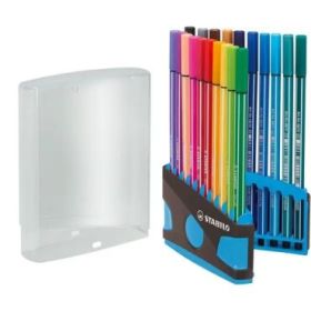 Stabilo Premium Pen 68 Estuche con 20 Rotuladores - Punta de Fibra - Trazo de 1mm aprox. - Alto Brillo y Luminosidad de Color - Colores Surtidos