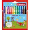 Stabilo Power Max Pack de 12 Rotuladores de Punta Gruesa - Trazo 3mm - Tinta Lavable - No se Seca - Colores Surtidos