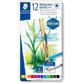 Staedtler 14610C Caja Metalica con 12 Lapices de Colores Acuarelables - Resistentes a la Rotura - Colores Surtidos