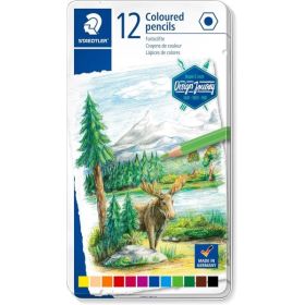 Staedtler 146C Caja Metalica con 12 Lapices de Colores - Mina Suave - Colores Surtidos