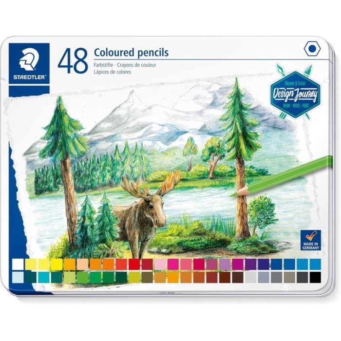 Staedtler 146C Caja Metalica con 48 Lapices de Colores - Mina Suave - Colores Surtidos