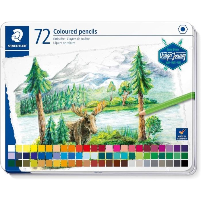 Staedtler 146C Caja Metalica con 72 Lapices de Colores - Mina Suave - Colores Surtidos