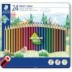 Staedtler Noris Colour 185 Caja Metalica con 24 Lapices Hexagonales de Colores - Fabricados en Wopex - Muy Resistentes - Madera de Fuentes Sostenibles - Colores Surtidos