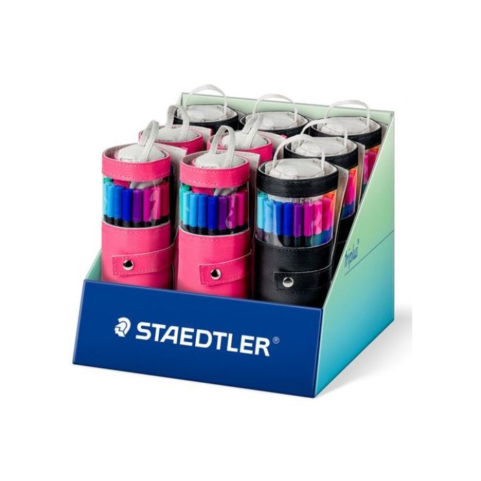 Staedtler Triplus Fineliner 334 Expositor con 9 Packs Enrollables de 20 Rotuladores Punta Fina - Trazo 0.3 mm aprox. - Tinta Base de Agua - 97% de Plastico Reciclado - Colores Surtidos