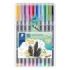 Staedtler Triplus Fineliner 334 Pack de 10 Rotuladores de Punta Fina - Trazo 0.3 mm aprox. - Tinta Base de Agua - 97% de Plastico Reciclado - Colores Surtidos