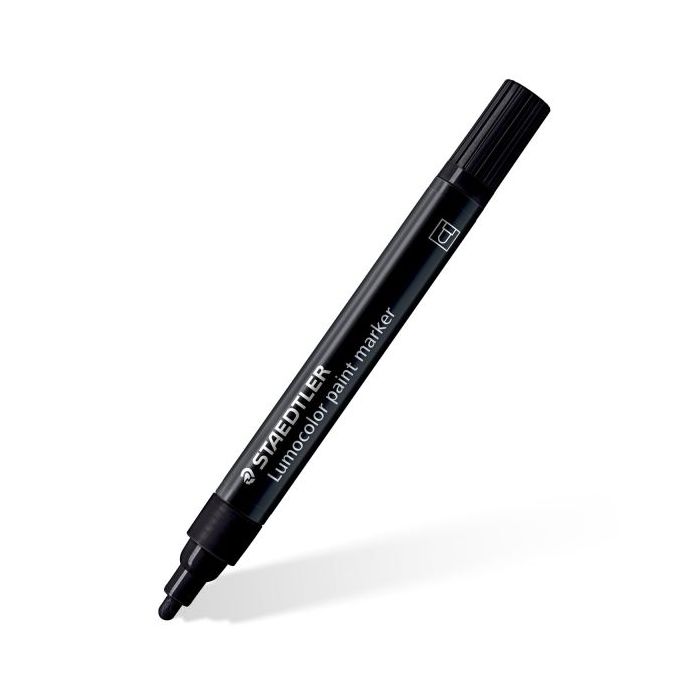 Staedtler Lumocolor 349 Marcador Acrilico Permanente - Trazo 2.4 mm Aprox - Tinta Base de Agua - Color Negro
