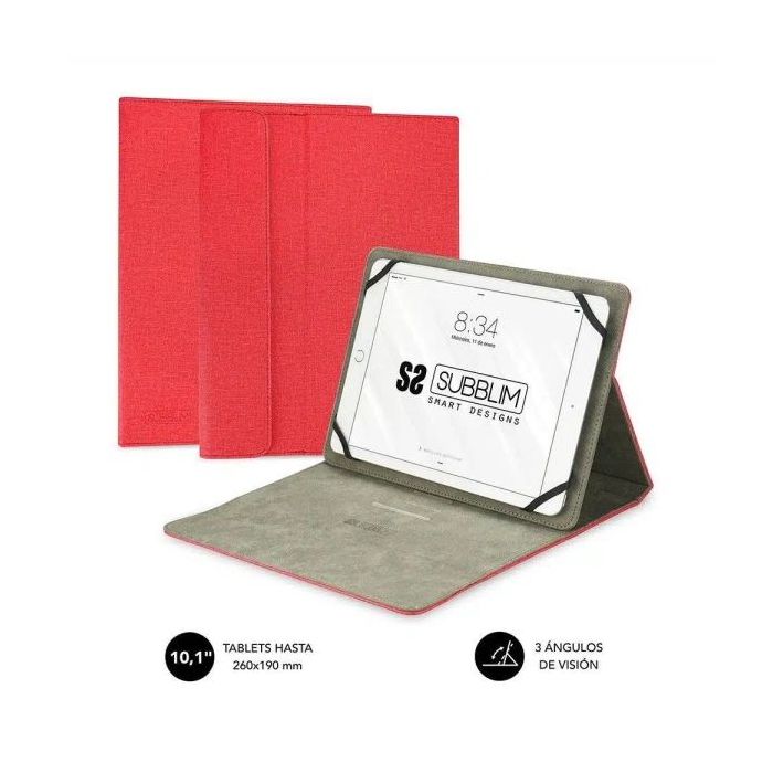 Subblim Clever Stand Case - Funda Universal para Tablet - Diseño Moderno y Elegante - Posicion Stand con 3 Angulos de Vision - Adaptable a Todos Los Modelos de Tablet - Interior Suave y Aterciopelado - Color Negro