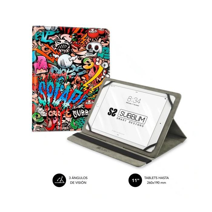 Subblim Funda Tablet Universal Trendy 9.6" a 11" - Posicion Stand con 2 Angulos de Vision - Soporte Antideslizante - Colores Varios