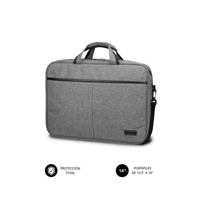 Subblim Maletin Elite Portatil de 13.3" a 14" - Fabricado en Poliester Oxford - Doble Cremallera - Color Gris