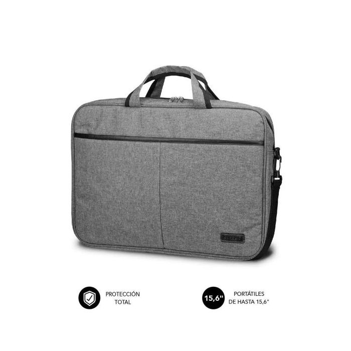 Subblim Maletin Elite Portatil de 15.6" - Fabricado en Poliester Oxford - Doble Cremallera - Color Gris