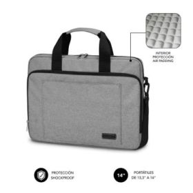 Subblim Maletin para Portatiles de hasta 14" Pulgadas - Proteccion Air Padding - Resistente Poliester Oxford - Repelente de Liquidos - Color Gris