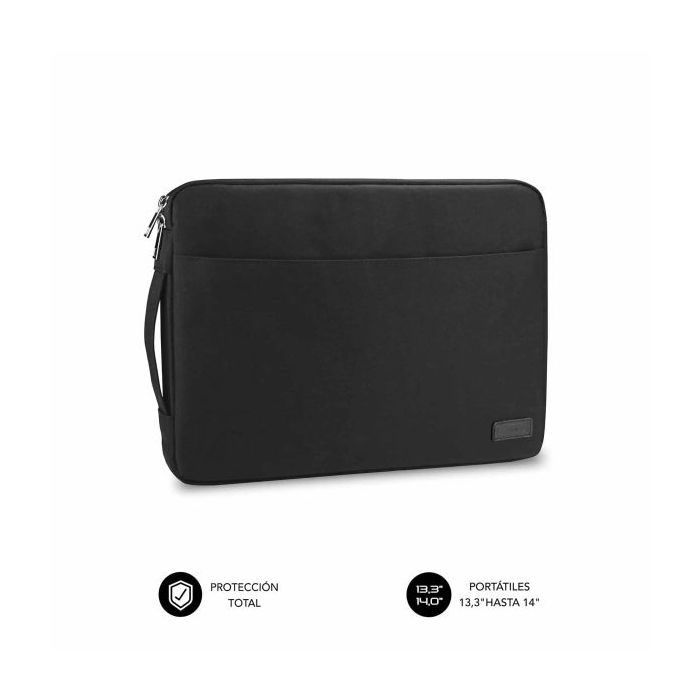 Subblim Funda Urban Portátil de 13.3" a 14" - Proteccion Elegante y Funcional - Tela de Poliester 600D - Interior Acolchado de Foam - Color Negro