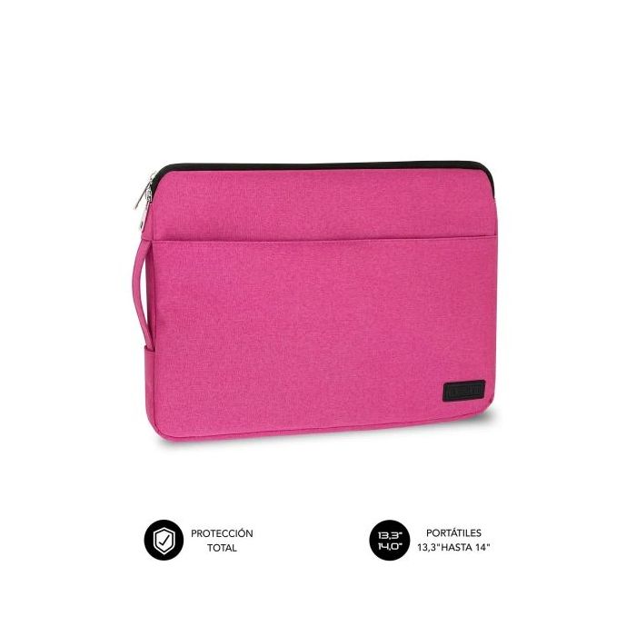 Subblim Funda Urban Portátil de 13.3" a 14" - Proteccion Elegante y Funcional - Tela de Poliester 600D - Interior Acolchado de Foam - Color Rosa