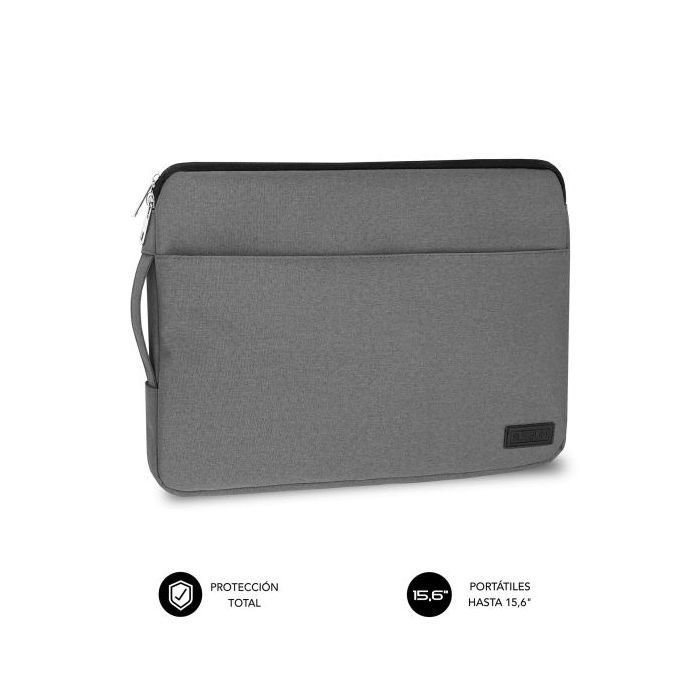 Subblim Funda Urban 15.6" - Proteccion Elegante y Funcional - Tela de Poliester 600D - Interior Acolchado de Foam - Color Gris
