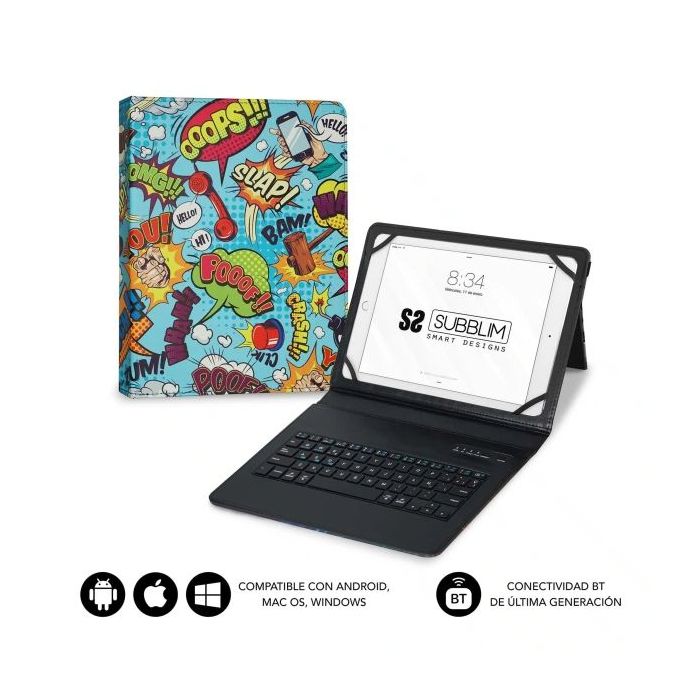 Subblim Keytab Pro Bluetooth Funda universal 9-10.1" - Diseño ultradelgado - Soporte ajustable - Sistema magnético - Resistente y adaptable - Inalámbrico - Bluetooth - Colores Varios
