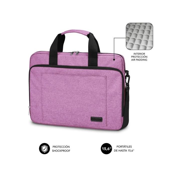 Subblim Maletin para Portatiles de hasta 15.6 Pulgadas - Proteccion Air Padding - Resistente Poliester Oxford - Repelente de Liquidos - Color Rosa