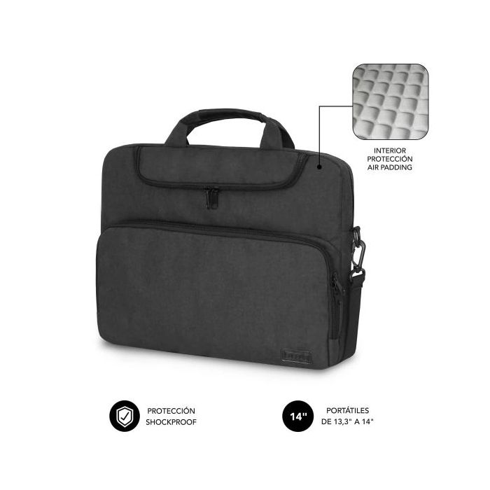Subblim Maletin para Portatiles de hasta 14" Pulgadas - Proteccion Air Padding - Resistente Poliester Oxford - Repelente de Liquidos - Color Negro