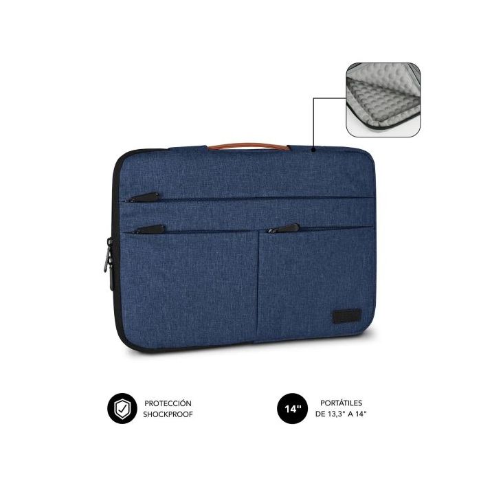 Subblim Funda Air Padding 360 Portátil de 13.3" a 14" - Protección 360º con Air Padding - Múltiples bolsillos - Resistente y duradera - Color Azul