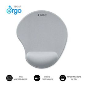Subblim Ergo Neogel Alfombrilla Ergonomica para Raton - Espuma Elastica - Microtexturizada Impermeable - Base Antideslizante - Color Plata
