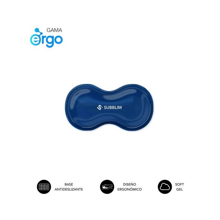 Subblim Ergo Crystal Flex Reposamuñecas para Raton - Gel Refrigerante Autoajustable - Diseño Ondulado Ergonomico - Base Antideslizante - Color Azul