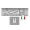 Tacens Zenith Combo Pack Inalabrico de Teclado Completo + Raton y Alfombrilla - Disposicion Italiana QWERTY IT - Teclas Silenciosas de Perfil Bajo - Sensor de 3200dpi - Conexion Dual Link 2.4GHz - Switches HUANO - Color Blanco