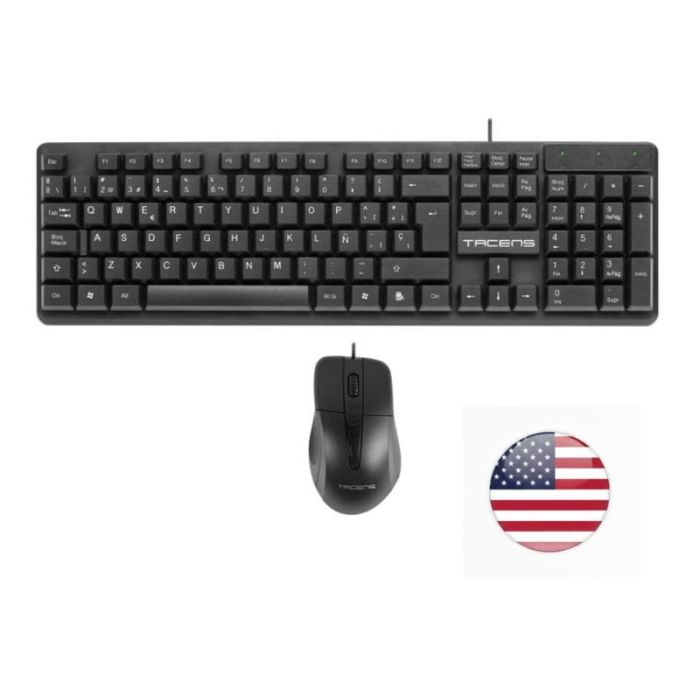 Tacens Anima ACP02 Pack USB Teclado Multimedia + Raton 1200dpi 3 Botones - Disposicion Internacional QWERTY US - Cable de 1.3m - Teclas de Membrana - Sensor Optico - Uso Diestro - Color Negro