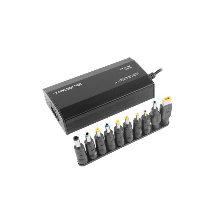 Tacens Anima ANBP100 Cargador Universal para Portatil 100W - Conexion USB - 10 Adaptadores - 8 Opciones de Voltaje desde 12 a 24V - Color Negro