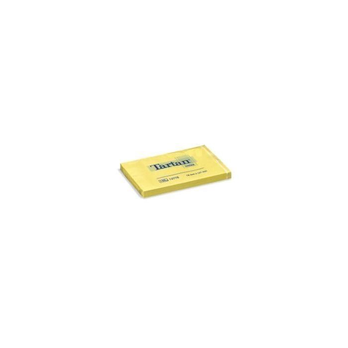 Tartan Pack de 12 Blocs de 100 Notas Adhesivas Reposicionables 76x127mm - 100% PEFC - Color Amarillo Claro
