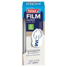 Tesa Paper Pack de 8 Cintas Adhesivas de Papel 19mm x 33 Metros - Casi Invisible en Superficies de Color Claro - Se puede Cortar con la Mano y Escribir sobre ella - Papel Certificado FSC®