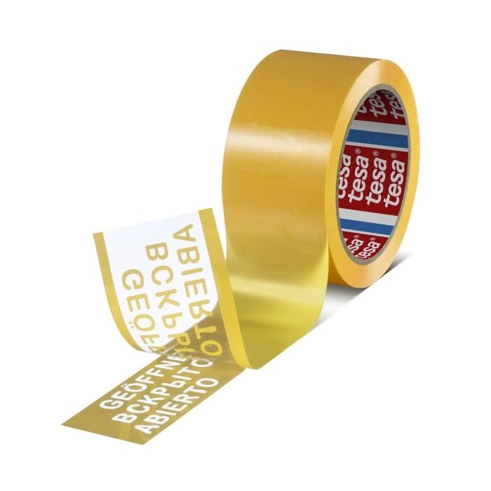 Tesa 64007 Cinta para Precintado a Prueba de Manipulaciones 150mm x 1.010 Metros - Para Aplicacion Automatica - Adhesivo Acrilico a Base de Agua - Color Amarillo