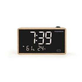 Thomson Radio Reloj Despertador con Proyeccion - Doble Alarma - Angulo Proyeccion Ajustable - Atenuador de Luz - Color Negro