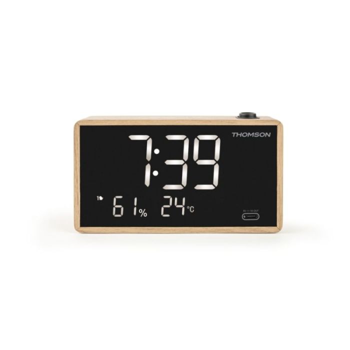 Thomson Radio Reloj Despertador con Proyeccion - Doble Alarma - Angulo Proyeccion Ajustable - Atenuador de Luz - Color Negro