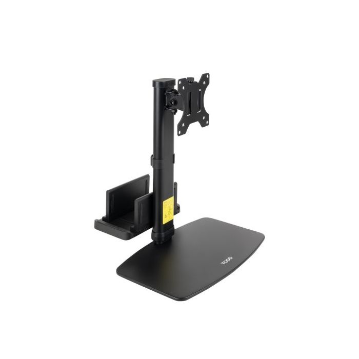 Tooq Soporte de Mesa para Monitor de 17"-27" - Regulable en Altura. Giratorio e Inclinable - Gestion de Cables - Peso Max 6kg - Soporte Para Mini CPU - VESA 100x100mm