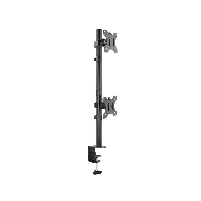 Tooq Soporte de Mesa para 2 Monitores en Vertical de 13"-32" - Giratorio e Inclinable - Peso Max 8kg x Brazo - VESA 100x100mm