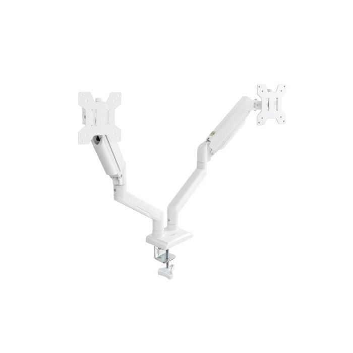 Tooq Soporte de Mesa con Brazos Articulados para 2 Monitores de 13"-34" - Giratorio e Inclinable - Piston de Gas - Peso Max 10kg x Brazo - VESA 100x100mm - Color Blanco