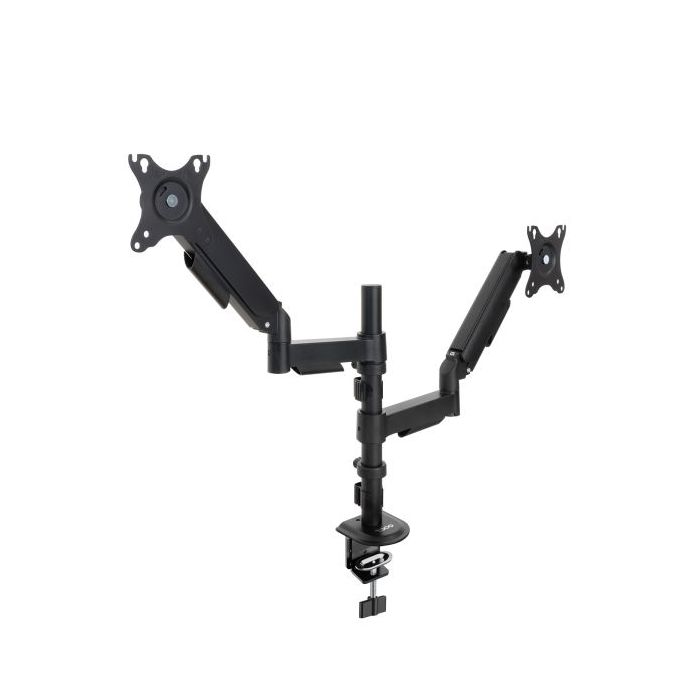 Tooq Soporte de Mesa con Brazos Articulados para 2 Monitores de 17"-32" - Regulable en Altura, Giratorio e Inclinable - Gestion de Cables - Peso Max 9kg x Brazo - VESA 100x100mm